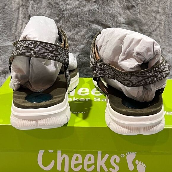 NWT Tony Little Cheeks Sneaker Sandals Olive Velcro Closure Size 8.5W - Picture 3 of 8